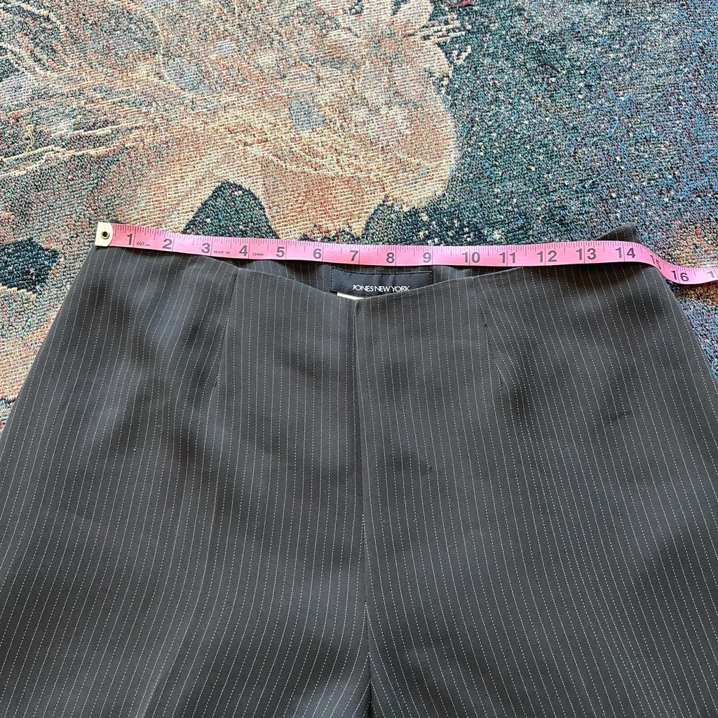 Jones New York Black Pinstripe Wide-Leg Pants Size 6 Office Preppy Classic Y2K - Image 13