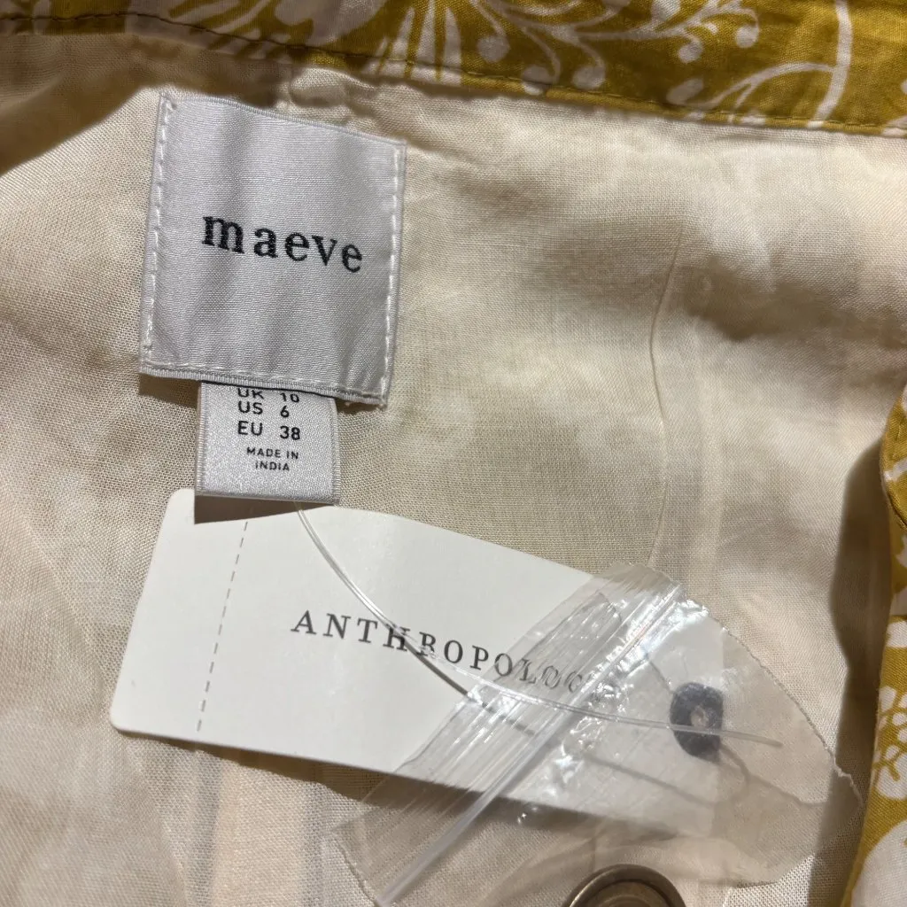 Maeve Anthropologie Womens Pleated Poplin Shorts Size 6 Chartreuse Floral - Image 8