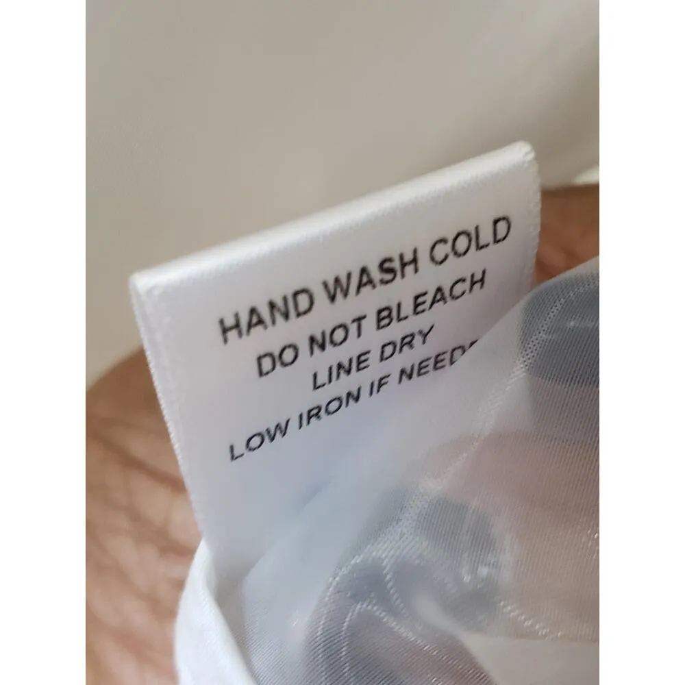 ICCON Button Down Shirt Women's Small White Lined Pleated Long Sleeve Collared - Image 7