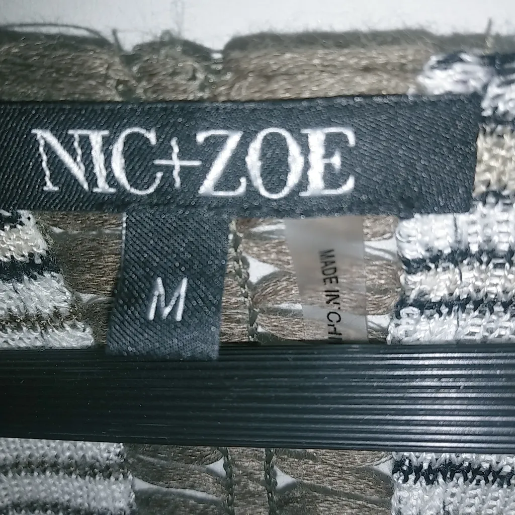 Nic & Zoe M Oversized Knit Earth Colors Striped Open Cardigan Duster Top - Image 5