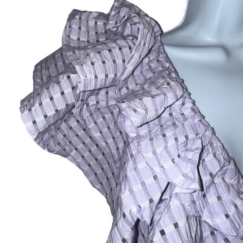 ASOS LUXE Plunge Triple Ruffle Romper In Lilac Gingham Organza Worn Once Size 10 - Image 4