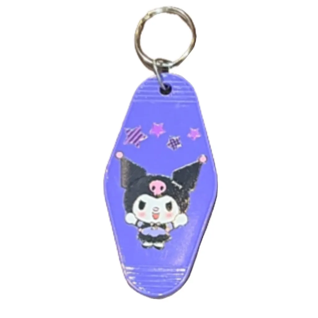 Custom-made Retro Motel-Style Keychain – Kuromi Design - Image 3