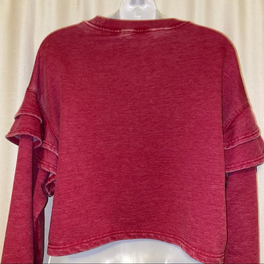 7 For All Mankind Cropped Ruffle Sweatshirt 🆕 Medium - Image 9