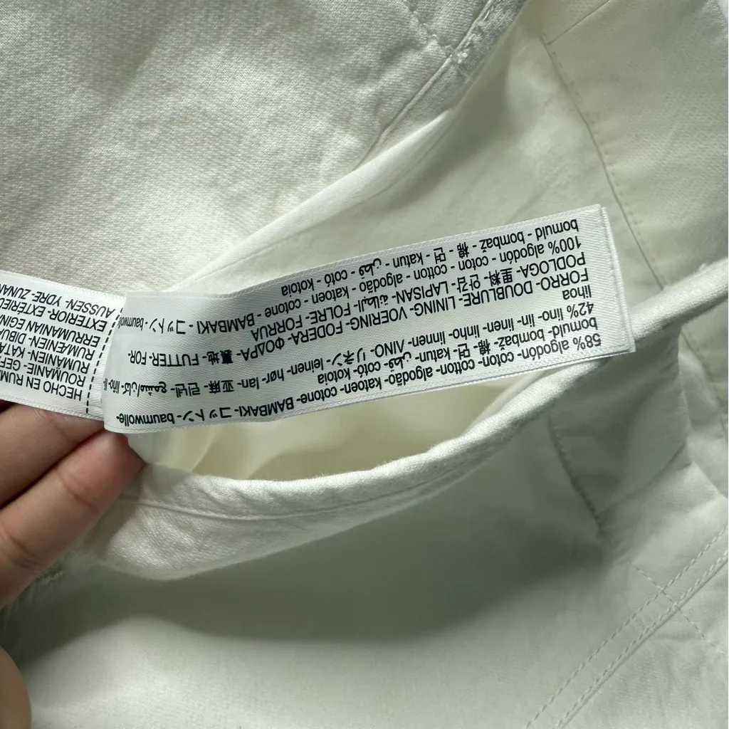 NWT Massimo Dutti Cotton And Linen Co-ord Blazer‎ In White Size 8 - Image 7