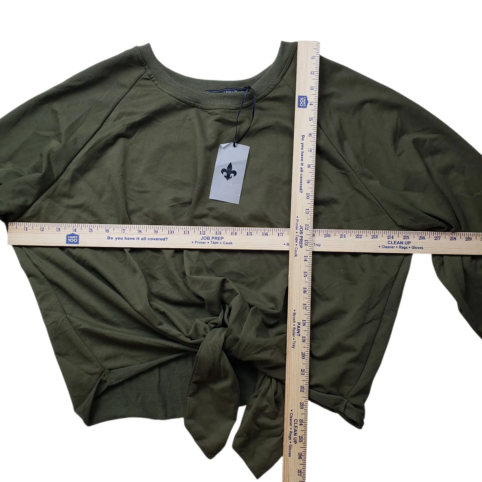 Saint Germain Sweater Womens Large Green Tie Top 3/4 Sleeve Preppy Pullover - Image 4