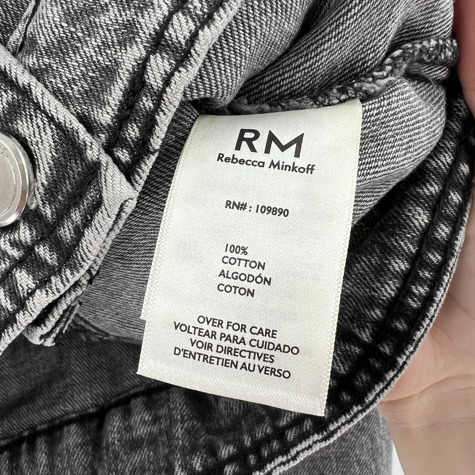 Rebecca Minkoff Studded Denim‎ Jean Jacket Black Gray 100% Cotton Size Small - Image 9
