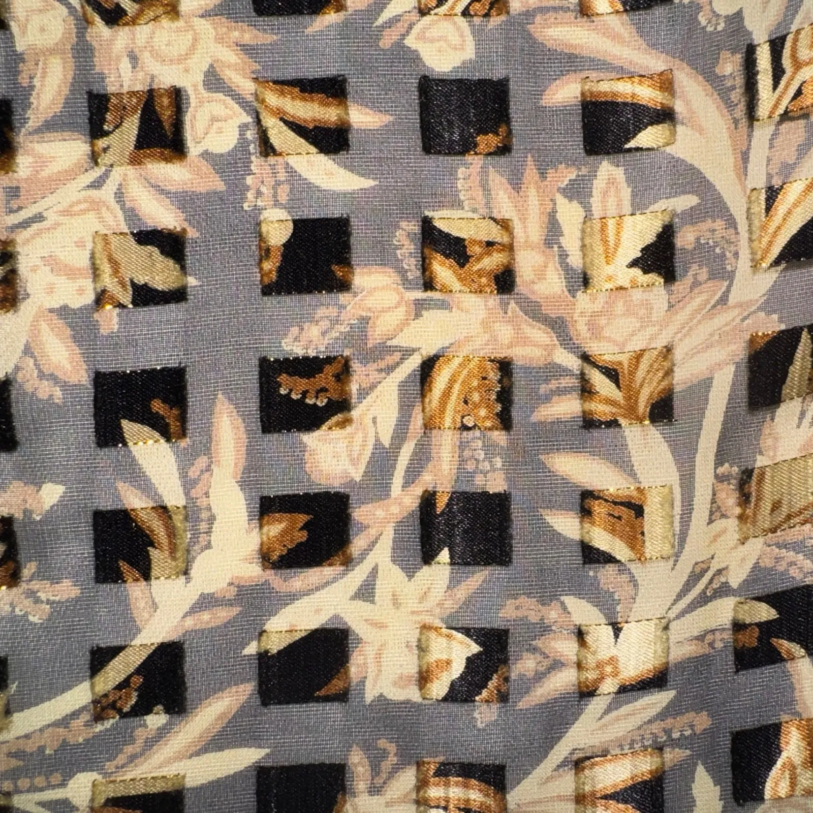 Richard Kristall Black Gold Floral Sheer Long Sleeve Button Up Shirt‎ Top L Size L - Image 5