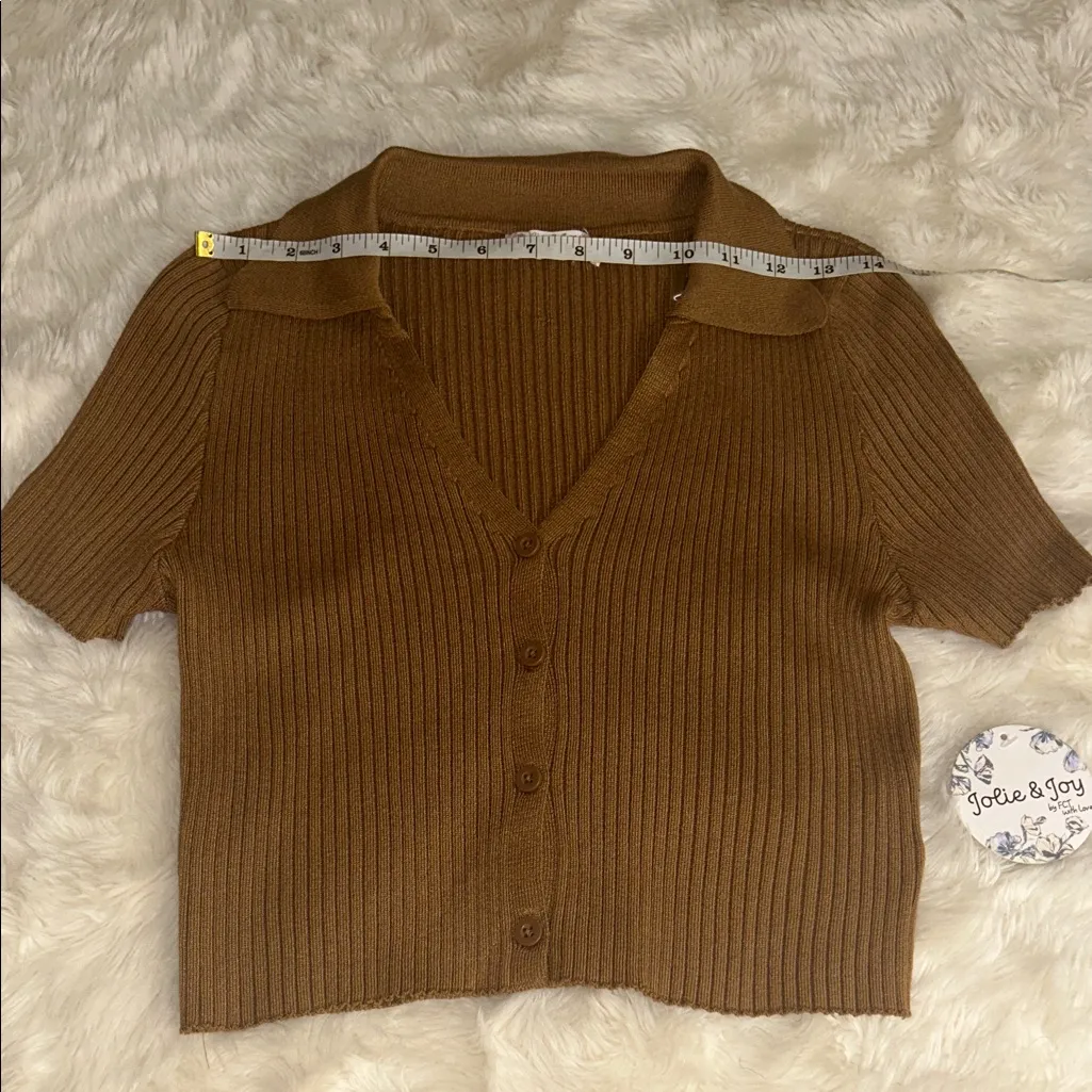 Brown Ribbed Button - Image 4