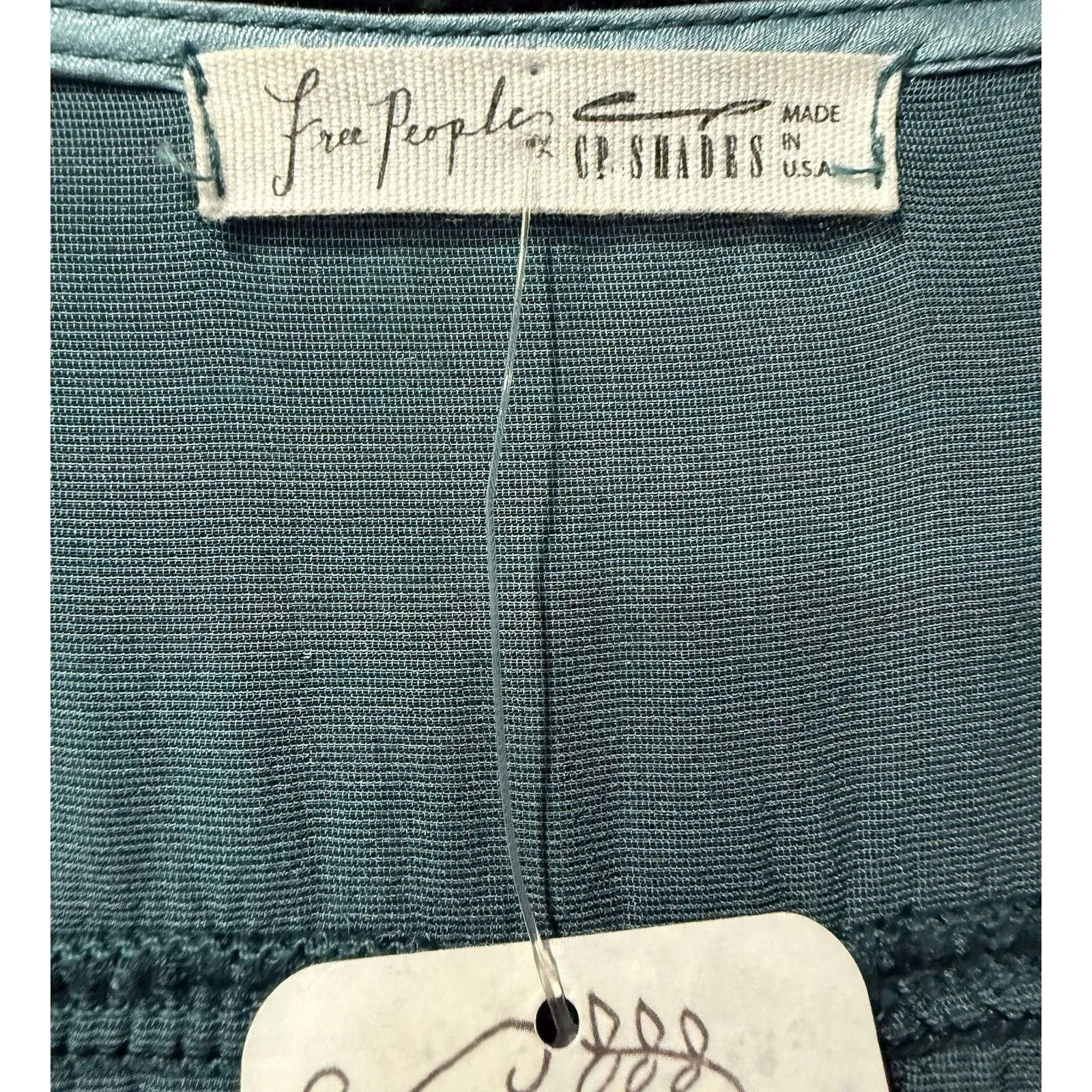 NWT  Free People x CP Shades Teal Green Velvet Mini Dress Tunic LS Silk Boho XS - Image 4