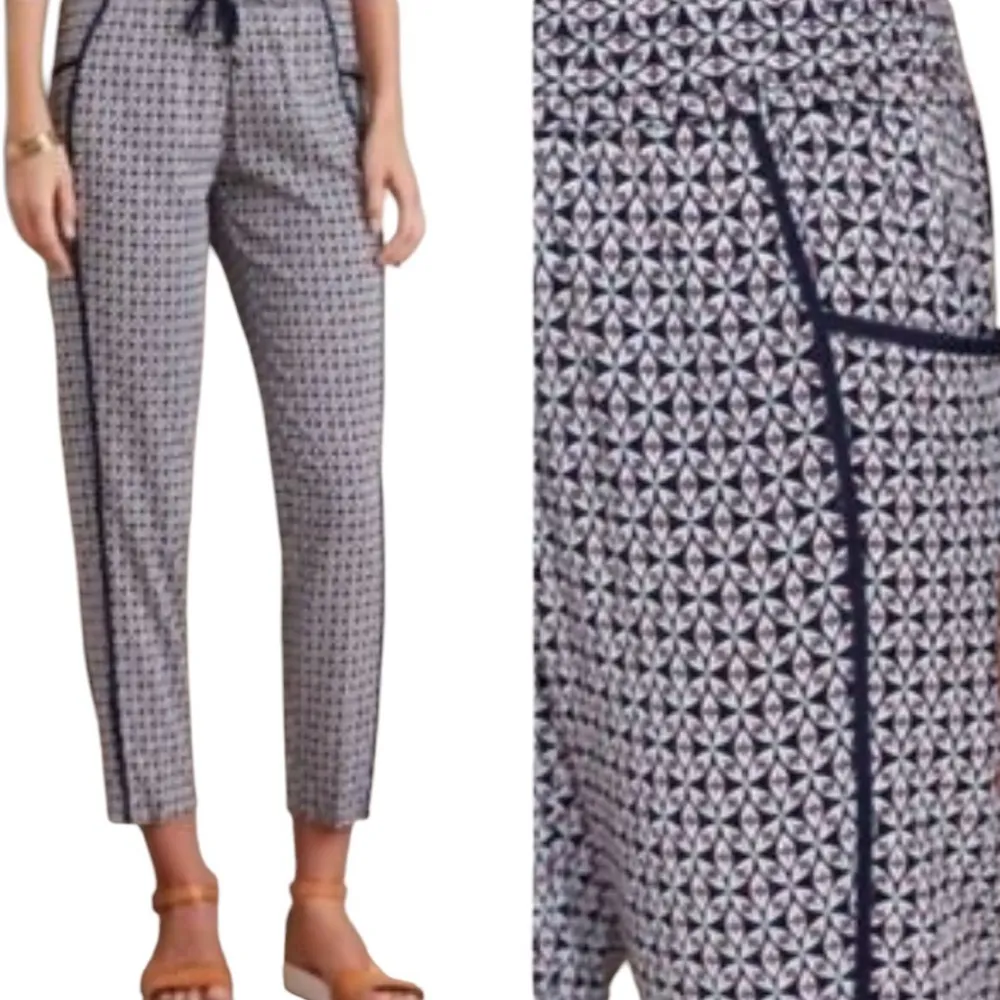Anthropologie Hei Hei Printed Pants Elastic Waist Navy Size XS - Image 7