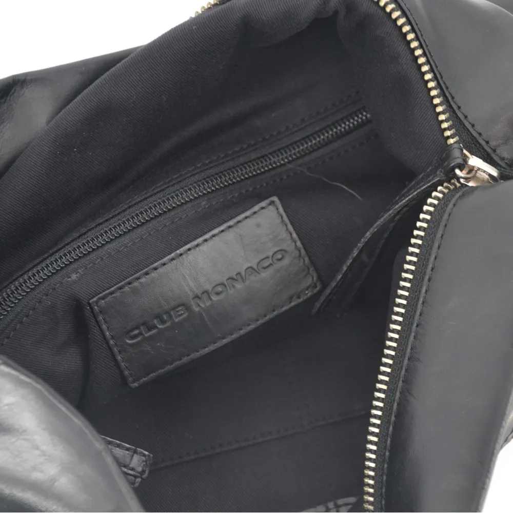 Club Monaco Leather Envelope Folded Clutch Top Zip Black - Image 5