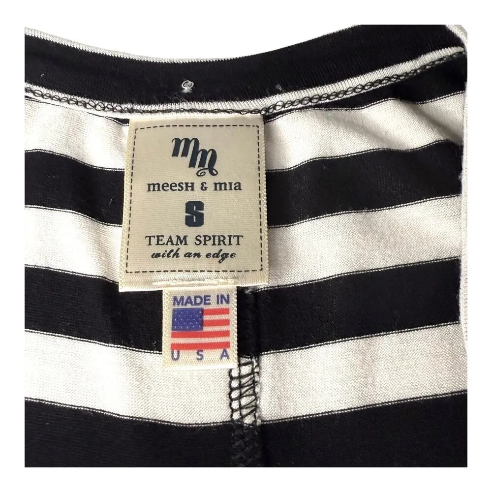 Meesh & Mia PURDUE UNIVERSITY Women’s SM SHIRT Striped Black White Gold Top USA - Image 5