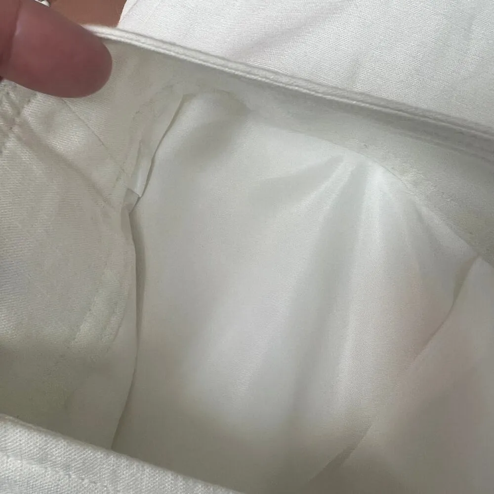 Bandolino Linen Blend White Cropped Pants Women's Size 12 Coastal Breathable - Image 9