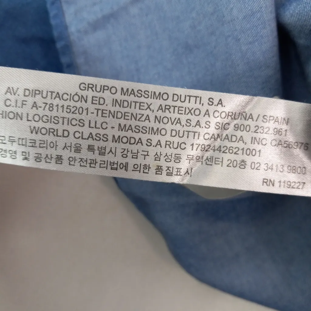 Massimo Dutti 4 XS Tunisian Embroidered  Boho Chambray Long Sleeved Top - Image 5