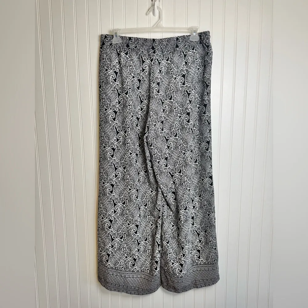Zac & Rachel black white paisley lightweight wide leg pants size XL G34 - Image 2