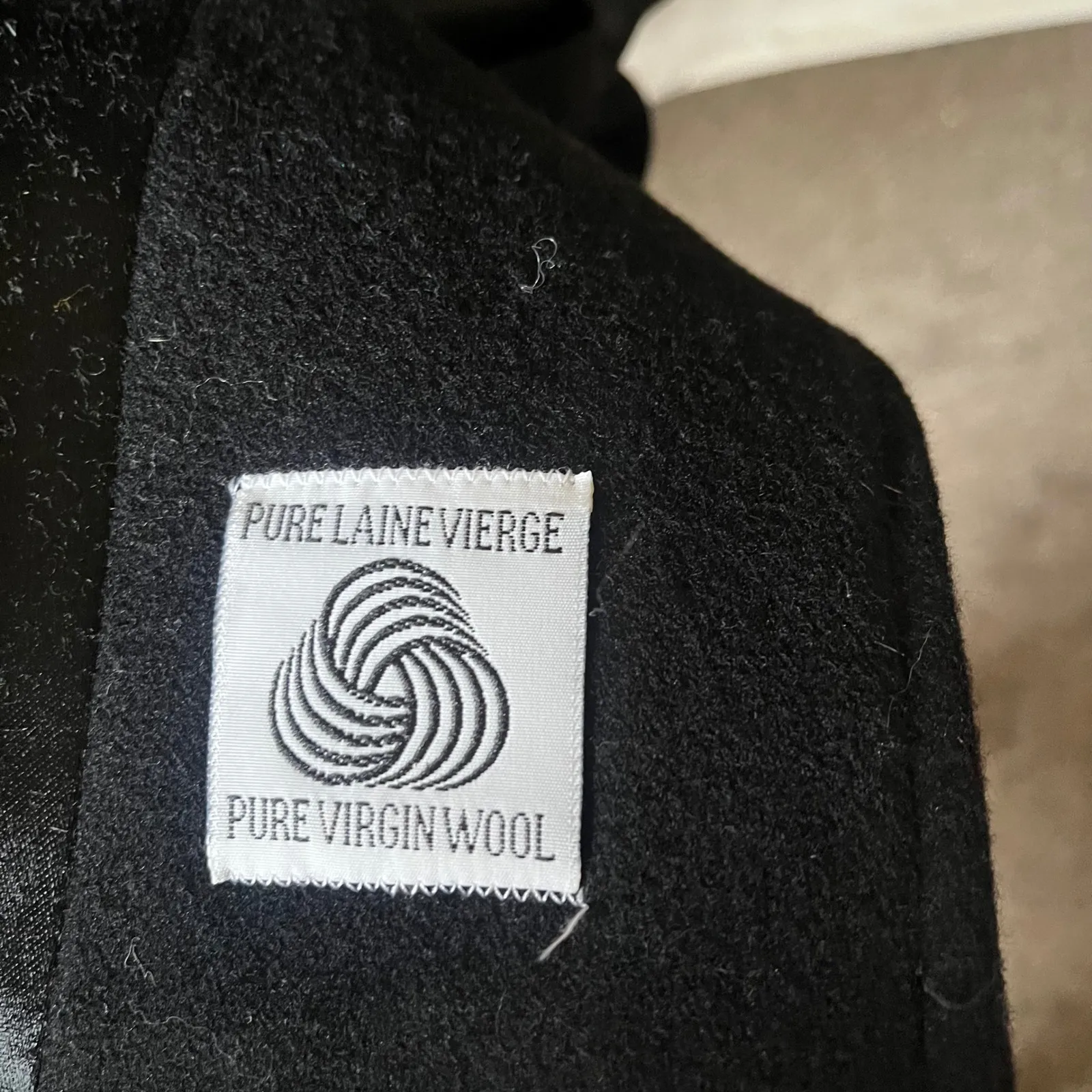 Vintage Luba Paris Black Virgin Wool Embroidered Long Coat Size M - Image 8