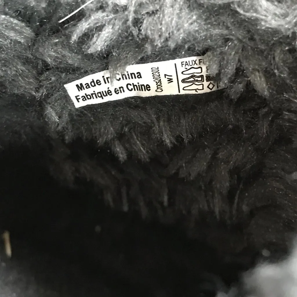 Crocs‎ Women's Cobbler Black Shimmer Suede Clogs Slip On Shoes Size 7 Faux Fur - Image 7