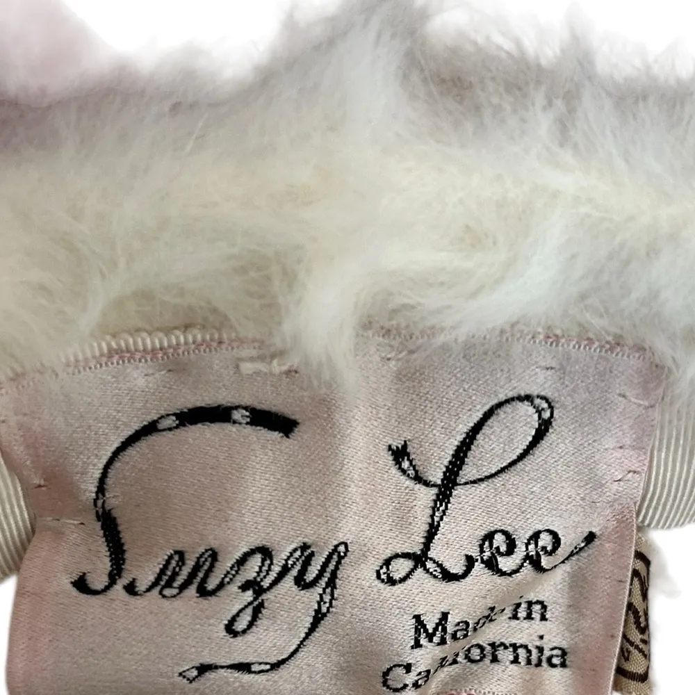 Suzy Lee Of California Fur Hat With Rhinestone Buckle Detail - Image 7
