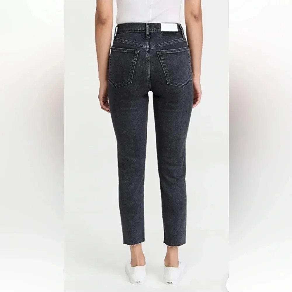 RE/DONE 90S High Rise Straight Leg Jeans Stoned Noir Black Size 24 - Image 4