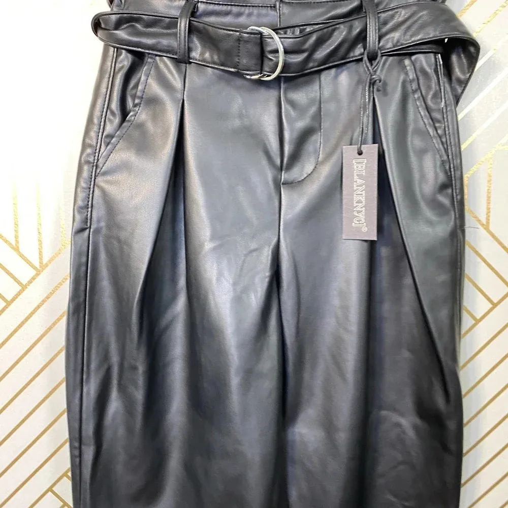 BLANKNYC Belted Paperbag Waist Vegan Leather‎ Pants - Image 6