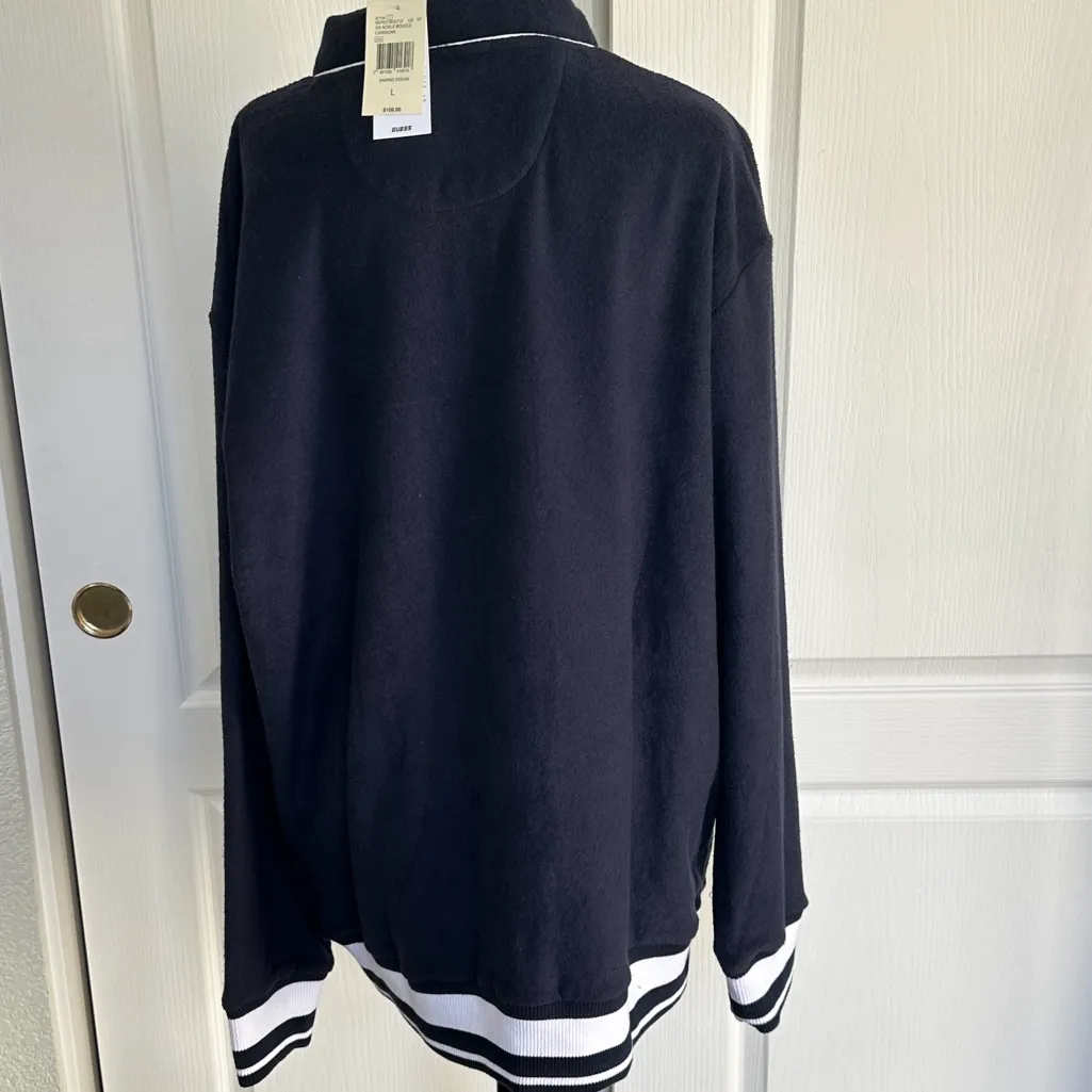 GUESS Varsity Embroidery Noele Boucle
Navy Women's Cardigan - Image 5