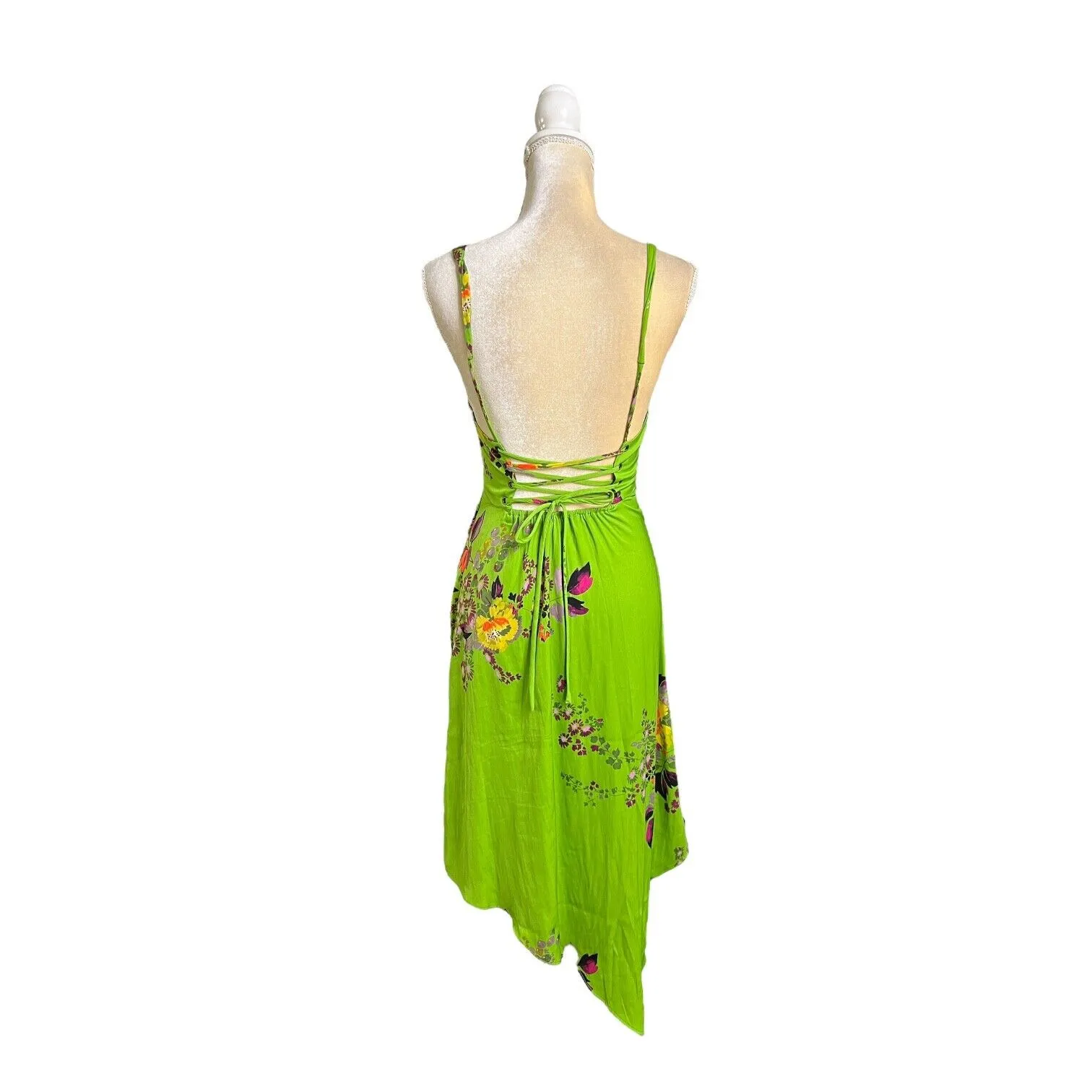 Green Floral Priscilla Lace Up Midi Dress - Image 7