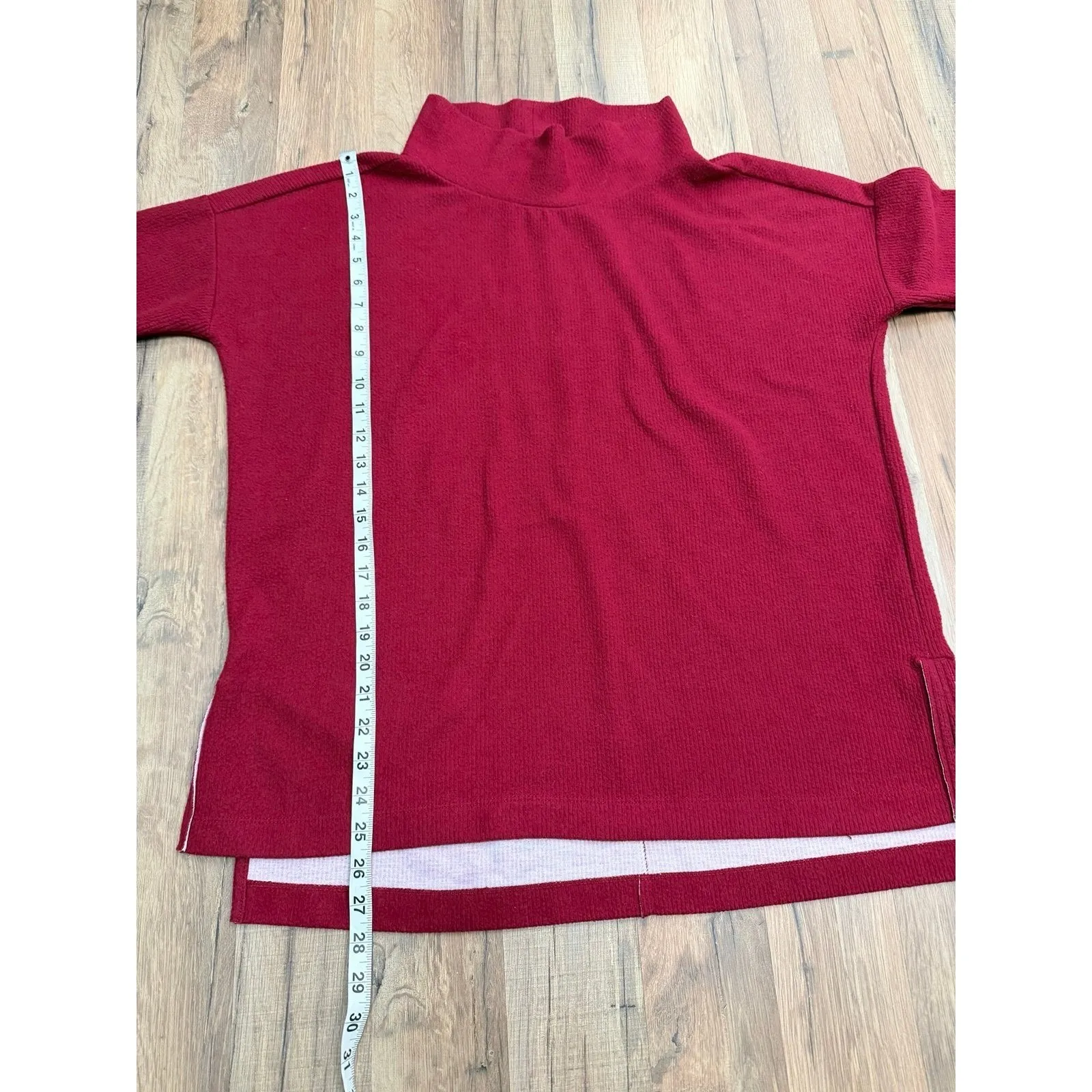 Anthropologie Burgundy Cowl Neck Tunic Sweater Small Oversized Knit Top - Image 5