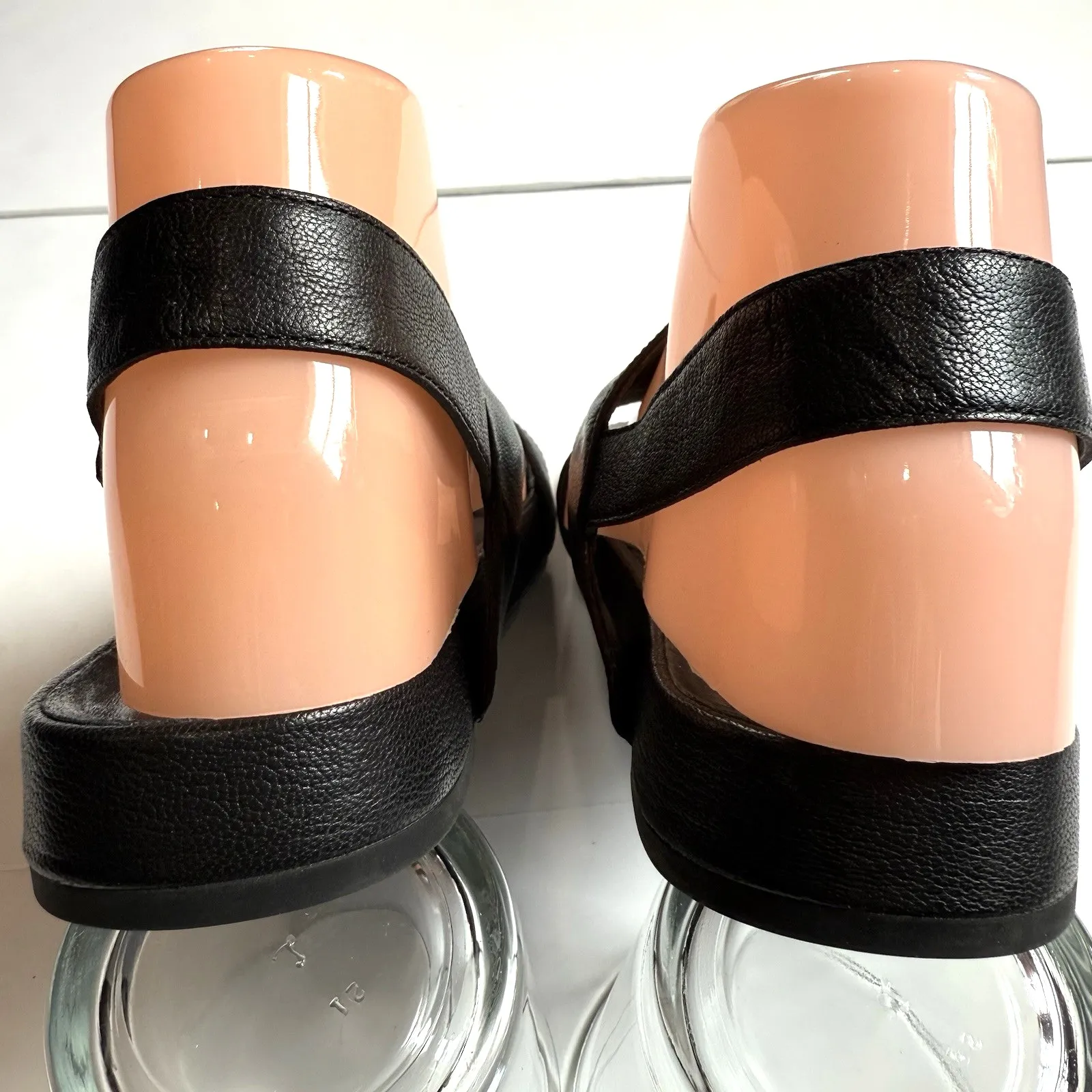 Eileen Fisher Curve Leather Sandal Shoes Women US 7 EU 37.5 Black Strap Comfort - Image 8