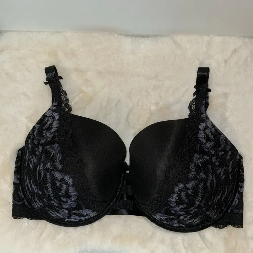 Cacique Boost Balconette Underwire Bra w Floral Lace Black Women’s 42F 42DDD - Image 2