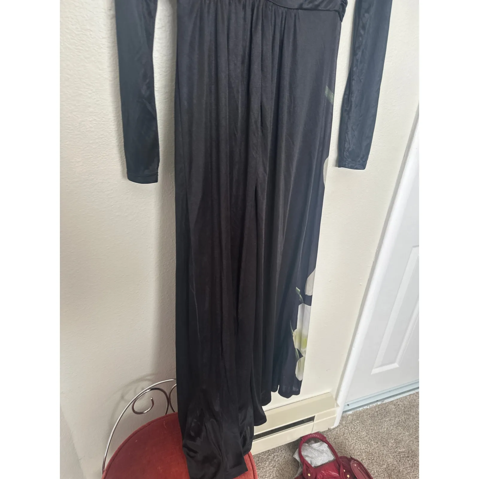 Altuzarra For Target Small Maxi Dress Black Floral Print V - Image 9