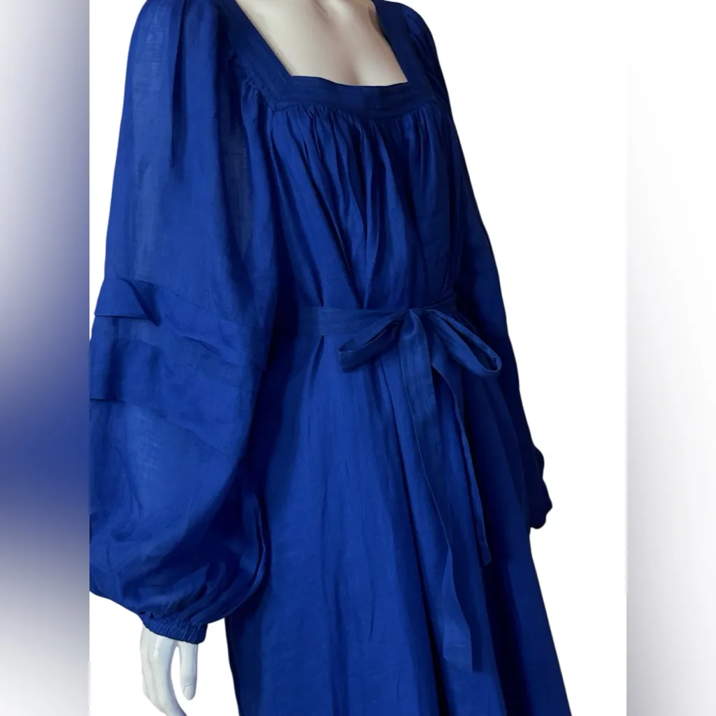 Banana Republic Royal Blue Midi Ramie Long Sleeve Dress Size XL - Image 4