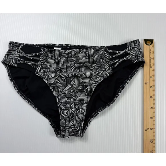 Athleta‎ Bikini Bottom Geometric Print Swim Bottom Black White Size M - Image 4