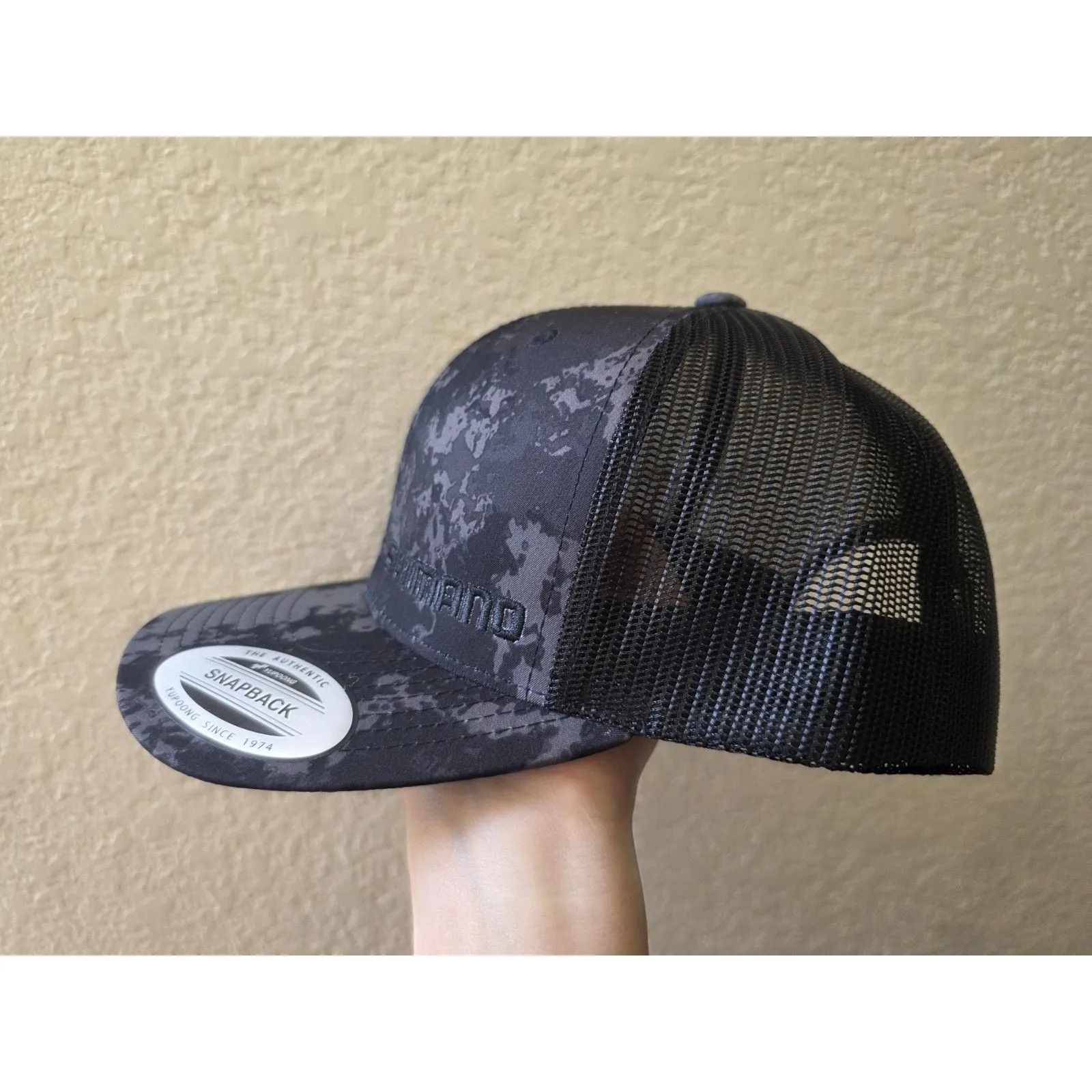 Shimano Hat Men Gray Black Snapback Mesh Trucker Cycling Fish Cap Yupoong NWOT - Image 5