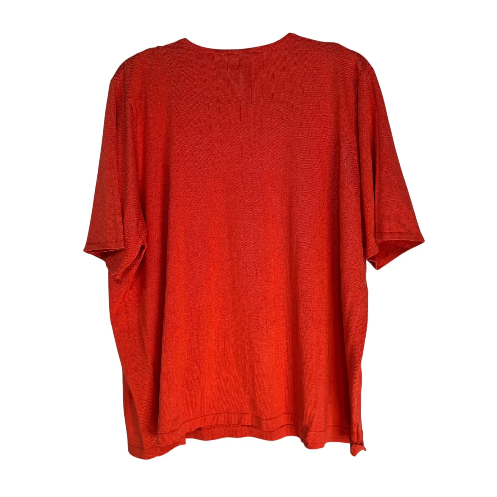 Grace Knitwear Woman Orange Ribbed Square Neck Silk Cotton Blend Top Size 3X - Image 9