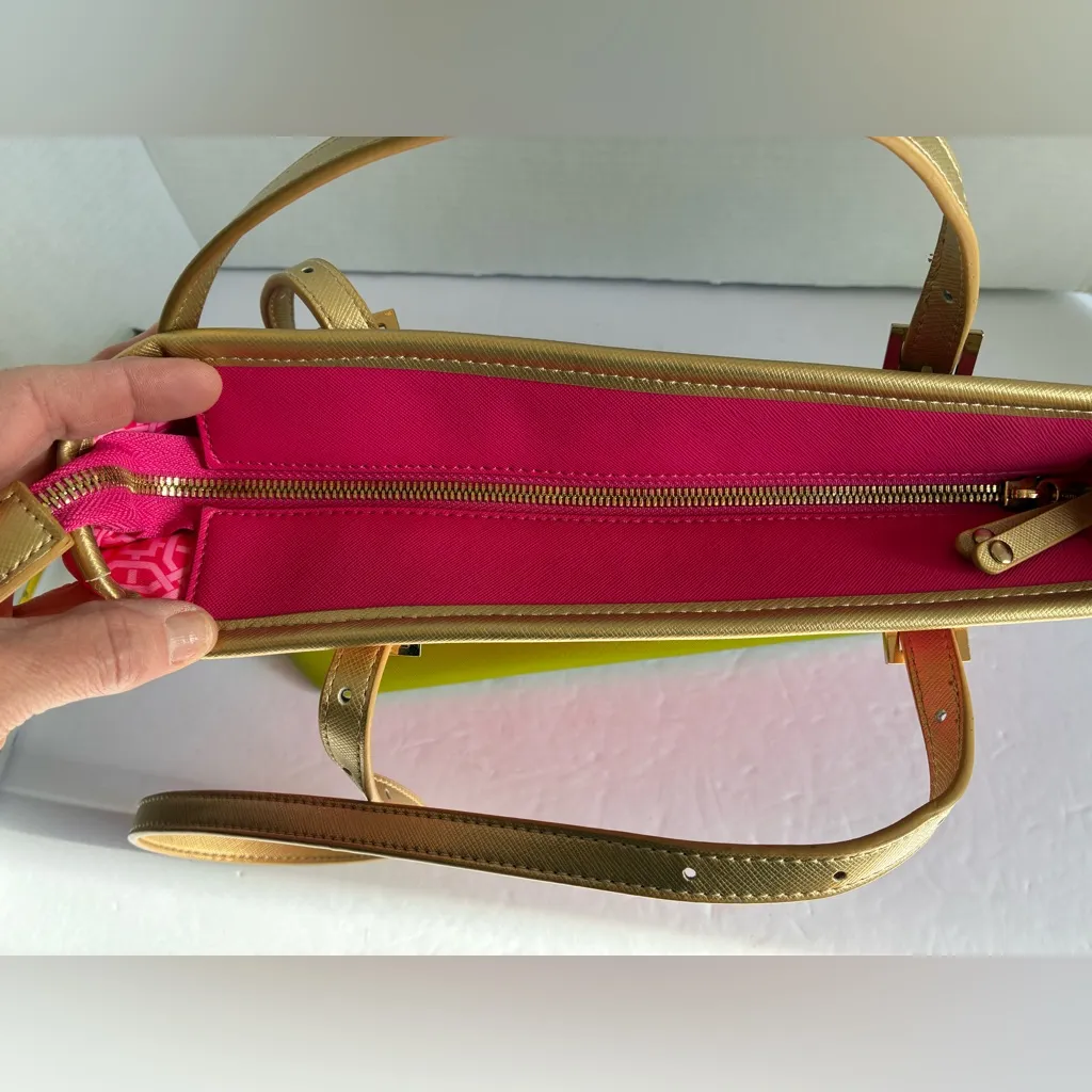 NWOT Spartina 449 Pink and Green Women's Bag with leather trim - Image 6