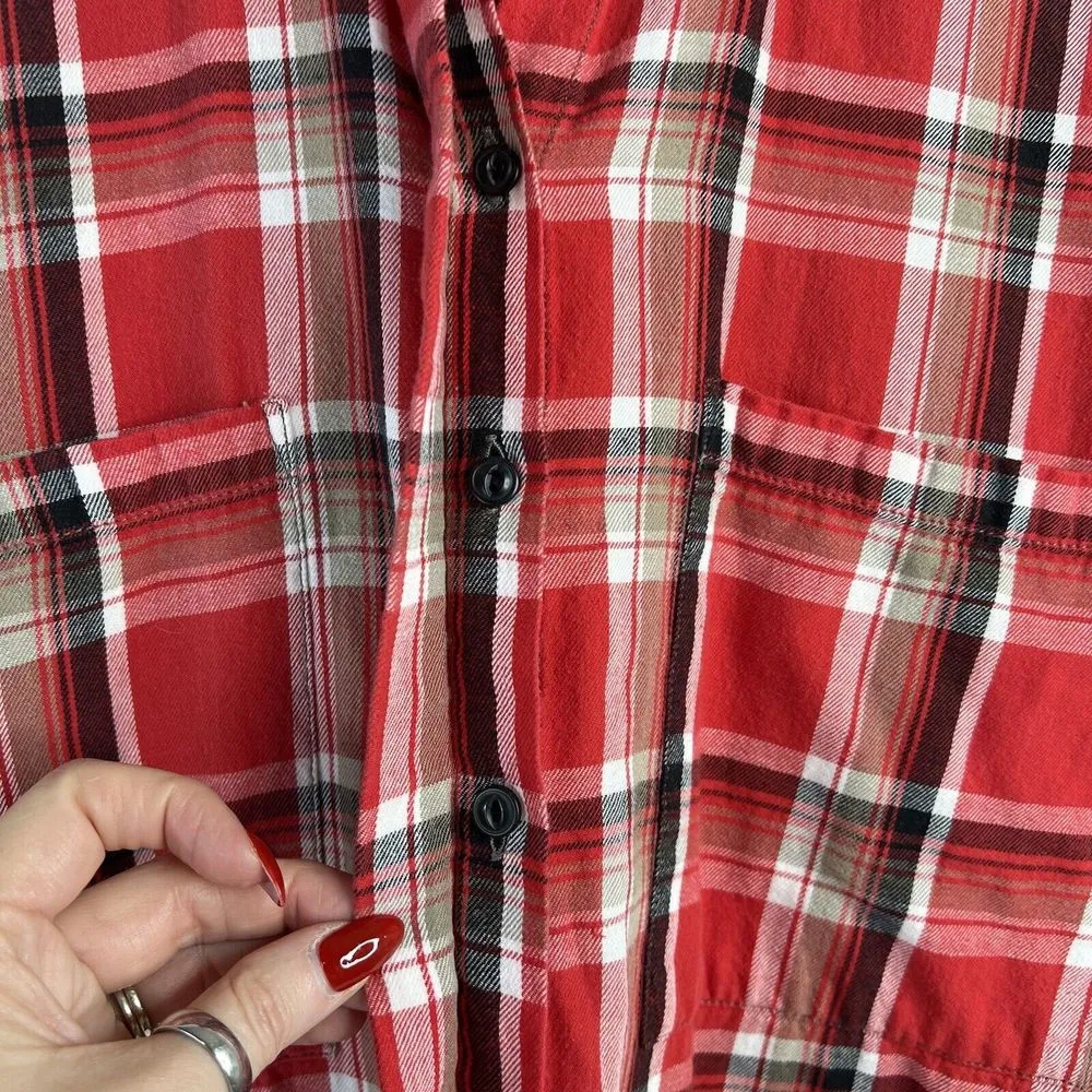 Denim & Supply Sz M Ralph Lauren Button Front Red Plaid Shirt Oversized Cotton - Image 5