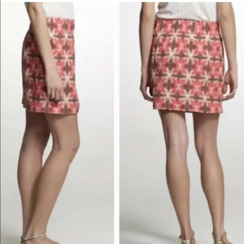 J Crew Silk Linen Blend Tie Dyed Wednesday Red/Brown Mini Skirt - Image 3