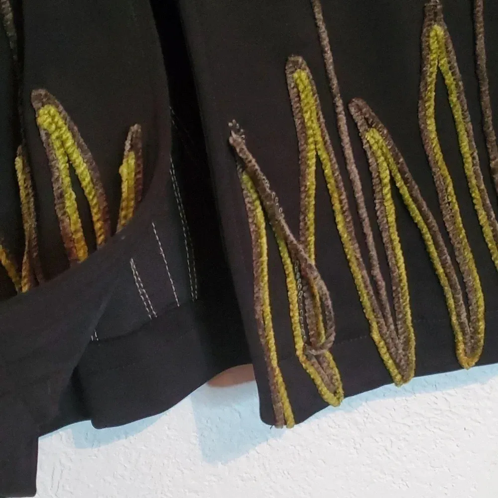 Vintage Cache black floral embroidered 3 button cardigan size S - Image 4