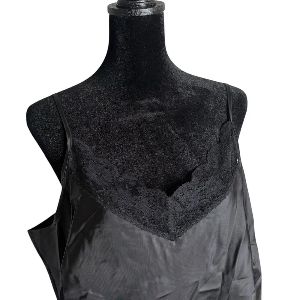 Mixit Black Silk Slip Midi Dress Floral Lace Size 14 Minimalist Layering Capsule - Image 7