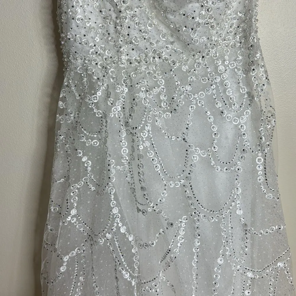 Mac Duggal EMBELLISHED ONE SHOULDER A LINE GOWN wedding pageant white dress 12 - Image 6