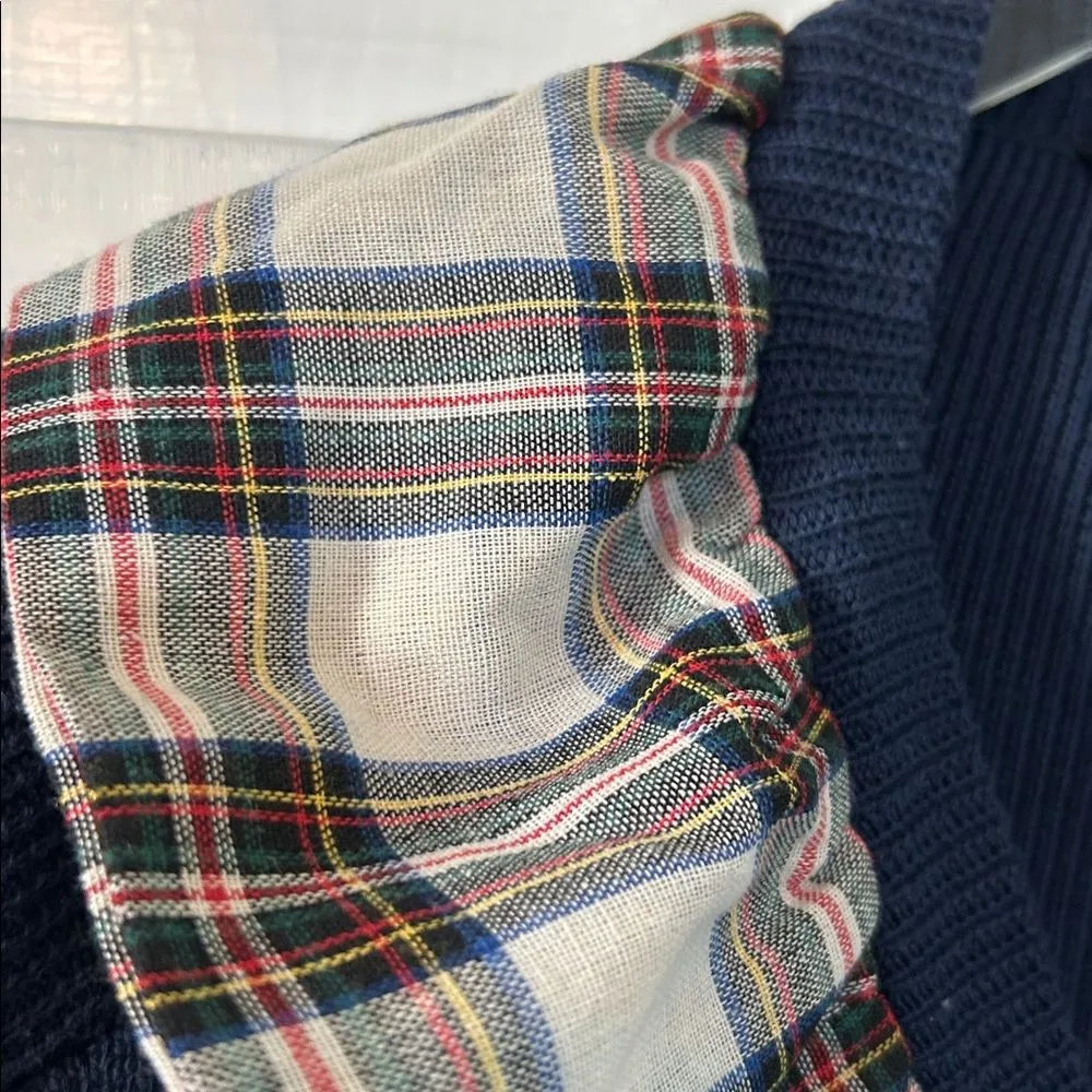 NWOT English Factory Navy Cardigan with Plaid Ruffle Size M - Image 8