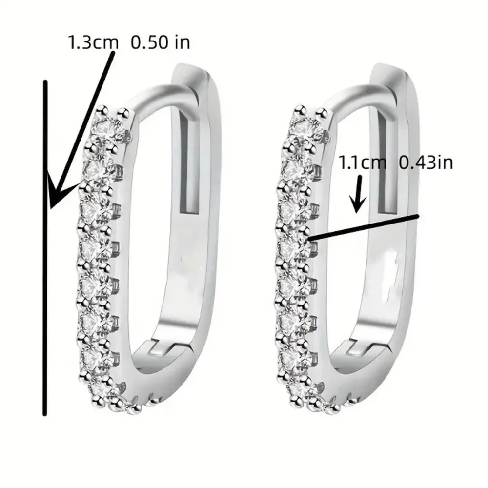 925 Sterling Silver Crystal Zirconia Edged Hoop Earrings for Daily Wear - Image 5