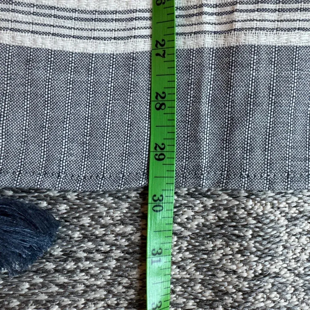 SURF GYPSY Dusty Blue & White Striped Tassel Trimmed Coverup - Size Medium - Image 7