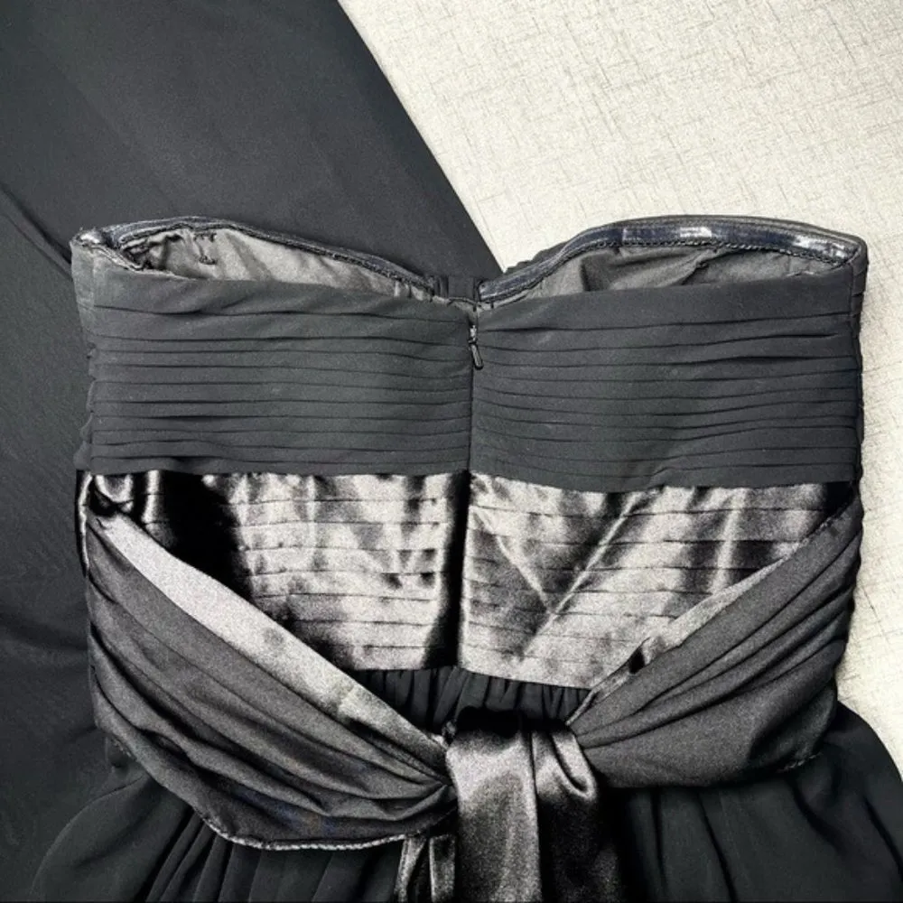 Bill Levkoff Black Bridesmaid Dress Long Formal Gown Strapless Chiffon - Image 12