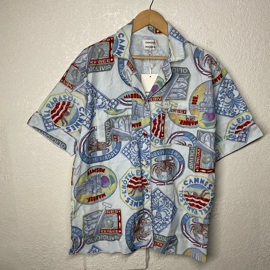 Damson Madder Chlo Holiday Print Shirt Size 12 Blue - Image 3