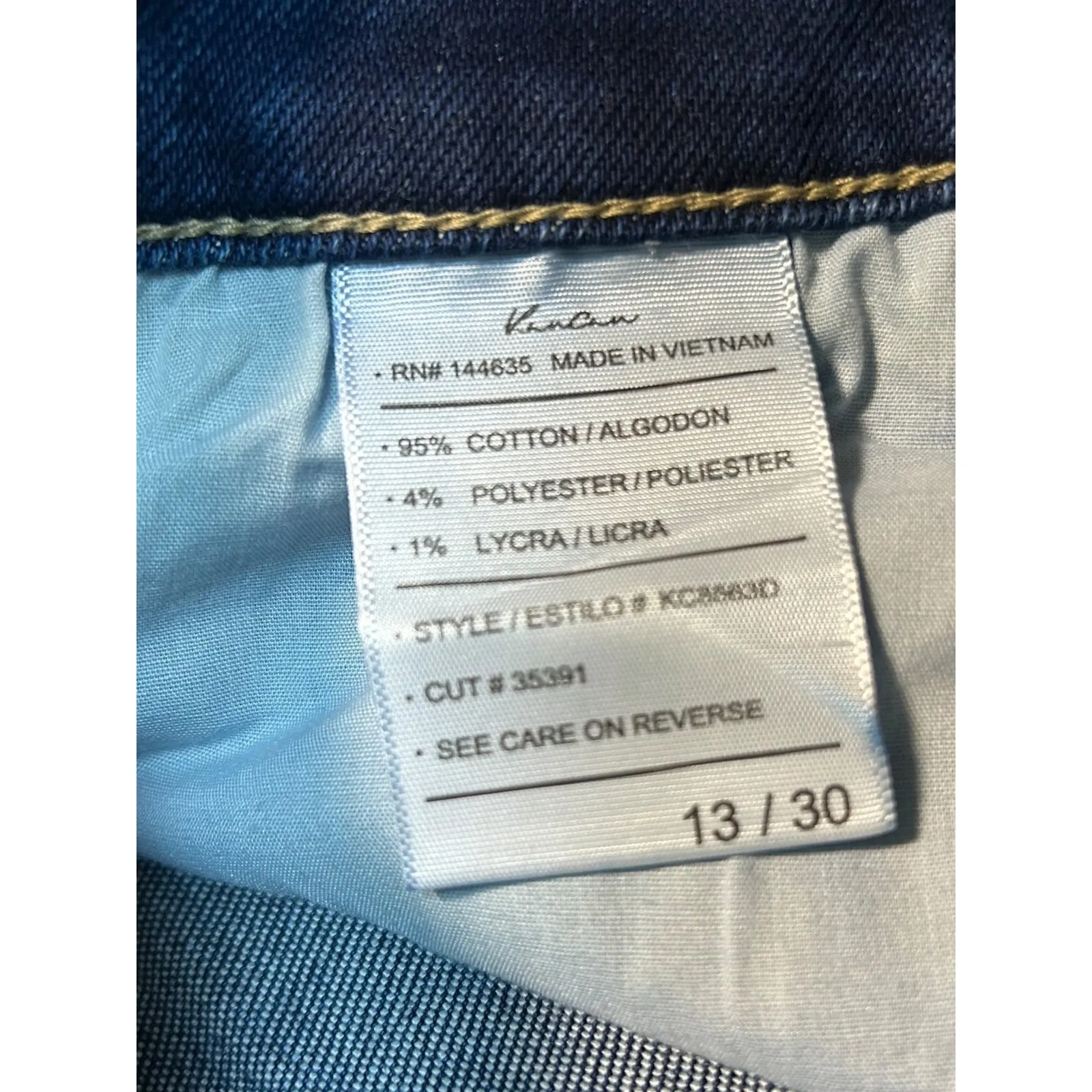 Kancan Size 13/30 High Rise Cuffed Ankle Skinny Distressed Dark Wash Denim Jeans Blue - Image 5