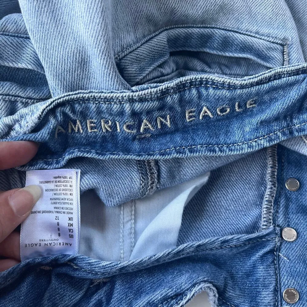 American Eagle Mom's Jean Shorts Womens Size 8 Button Fly Denim Hi Rise Preppy - Image 8