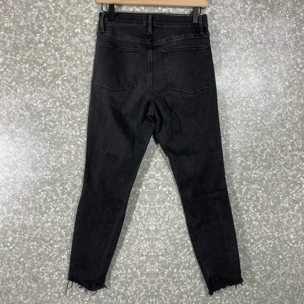 Frame Denim Women's Black Le High Skinny Ripped Raw Hem Ankle Jeans - Size 30 - Image 11