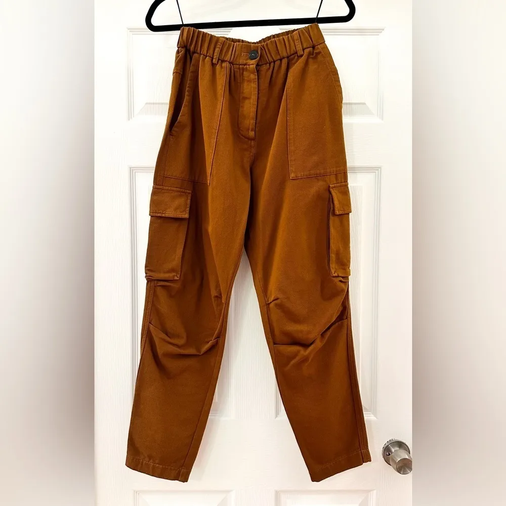NEW Forté Forté Tapered Cotton Cargo Trousers Camel Brown sz 0 - Image 4