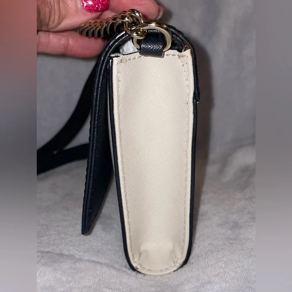 New York Cedar Street Saffiano Genuine Leather Black/Cream Crossbody - Image 12